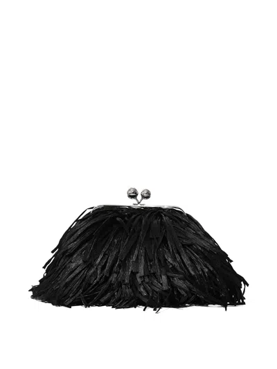 Weekend Max Mara Wkaquiete Pasticcino Raffia Bag In Black