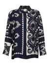 Weekend Max Mara Weekend Maxmara Wkdlastra Printed Silk Patchwork Shirt In Blue