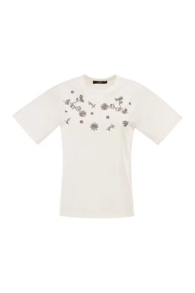 Weekend Max Mara Wkdagile - Jersey T-shirt With Print And Embroidery In White