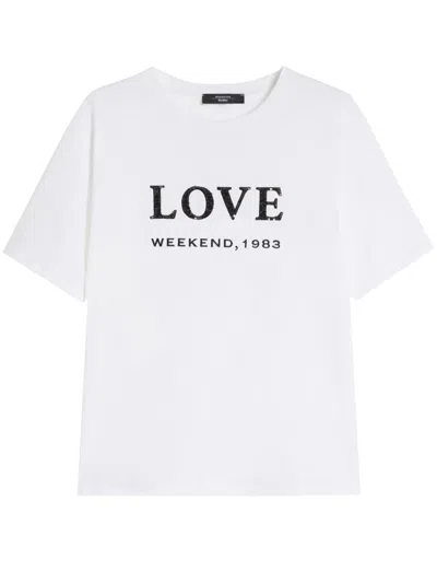 Weekend Max Mara Embellished Graphic T-shirt In White