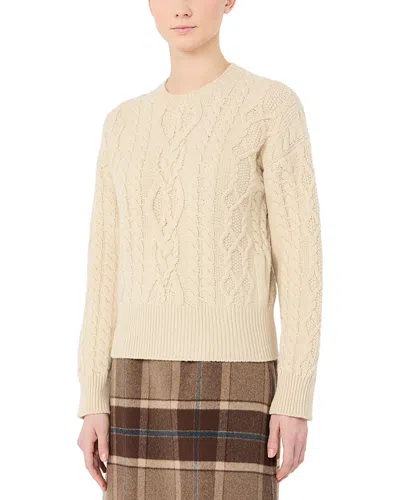 Weekend Max Mara Wkdalben Wool Cable Knit Crewneck Sweater In Neutral