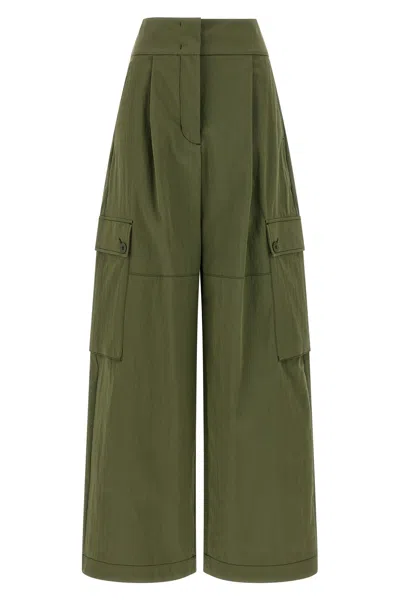 Weekend Max Mara High Waist Cargo Trousers Wide Leg In Green