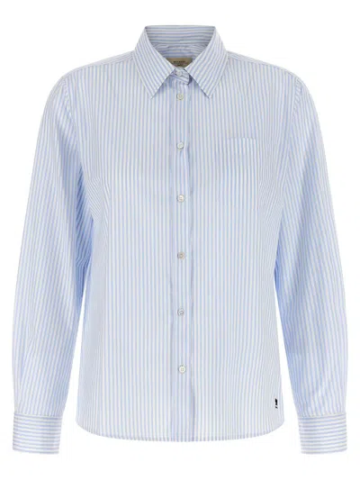 Weekend Max Mara Bahamas Striped Long Sleeve Shirt Pocket In Blue