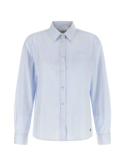 Weekend Max Mara Bahamas Striped Long Sleeve Shirt Pocket In Blue