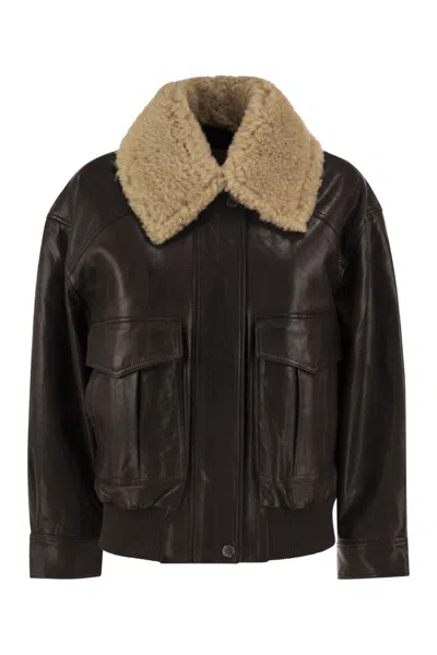 Weekend Max Mara Calata Leather Jacket In Black