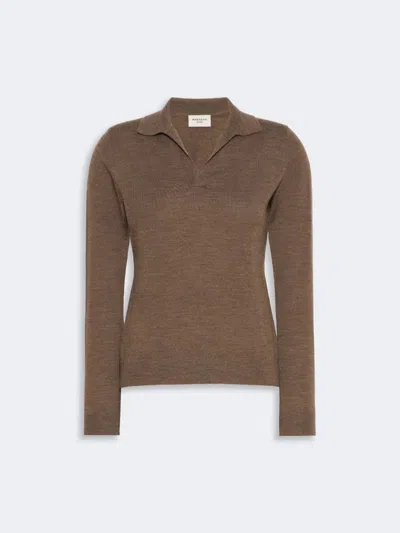 Weekend Max Mara Wkdcappa V-neck Knitted Polo Shirt In Brown