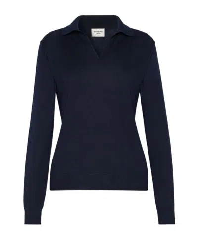 Weekend Max Mara Wkdcappa V-neck Knitted Polo Shirt In Blue