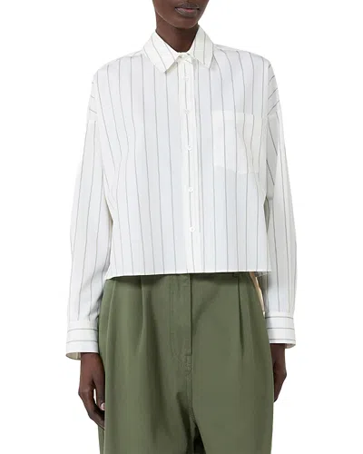 Weekend Max Mara Certosa Pinstripe Cotton Shirt In White
