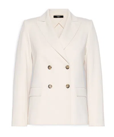 Weekend Max Mara Wkdcolibri Stretch Double-breasted Blazer In White