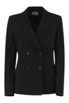 Weekend Max Mara Double-breasted Stretch-fabric Blazer In Black