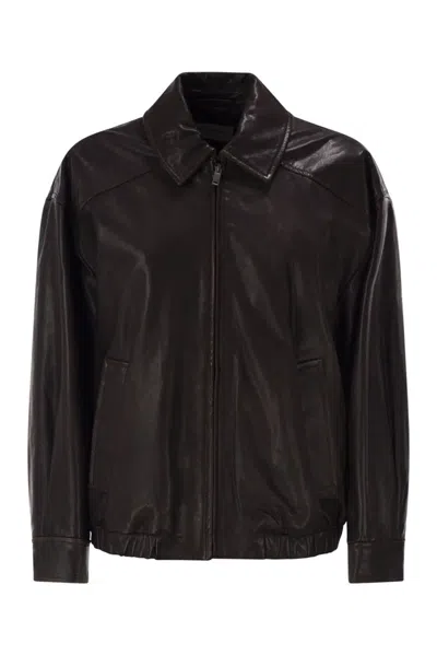 Weekend Max Mara Weekend Maxmara Wkdcose - Lamb Leather Bomber Jacket In Brown