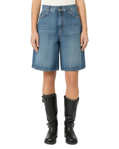 Weekend Max Mara Wkddonnola Cotton Denim Bermuda Shorts In Navy In Blue