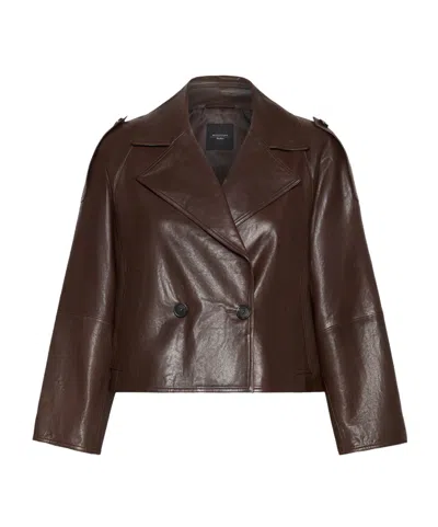 Weekend Max Mara Wkdfelino Double-breasted Jacket In Brown