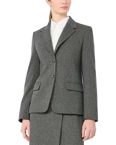 Weekend Max Mara Wkdferoce Chevron Knit Blazer In Gray