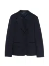 Weekend Max Mara Natural Stretch Wool Blazer In Blue