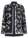 Weekend Max Mara Weekend Maxmara Wkdlastra Printed Silk Patchwork Shirt In Blue
