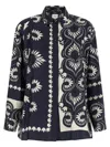 Weekend Max Mara Weekend Maxmara Wkdlastra Printed Silk Patchwork Shirt In Blue