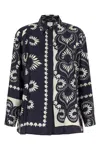 Weekend Max Mara Weekend Maxmara Wkdlastra Printed Silk Patchwork Shirt In Blue