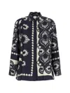 Weekend Max Mara Weekend Maxmara Wkdlastra Printed Silk Patchwork Shirt In Blue