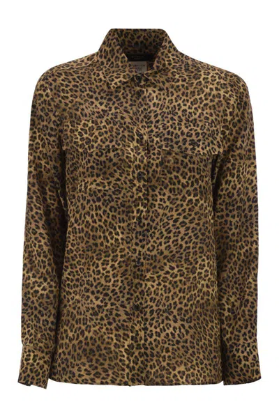 Weekend Max Mara Wkdlemma - Printed Silk Shirt With Pockets In Animal Print