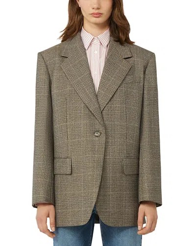 Weekend Max Mara Wkdmagma Plaid Single Breasted Blazer In Brown