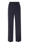 Weekend Max Mara Wkdmallo - Pure Wool Canvas Trousers In Blue