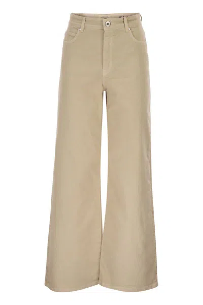 Weekend Max Mara Wkdmedina - Wide-leg Trousers In Cotton Drill In Brown
