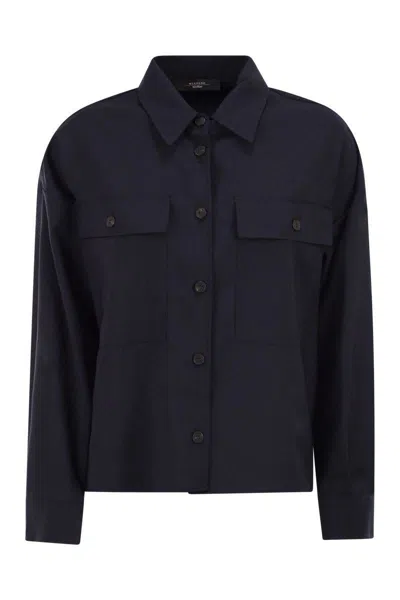 Weekend Max Mara Wkdmulino - Cropped Wool Canvas Jacket In Blue