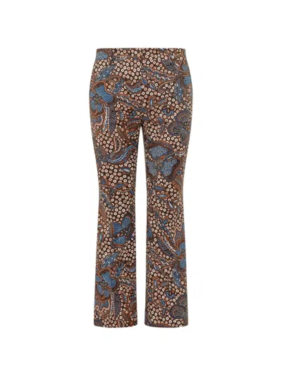 Weekend Max Mara Wkdonde Floral-print Polka-dot Trousers In Brown