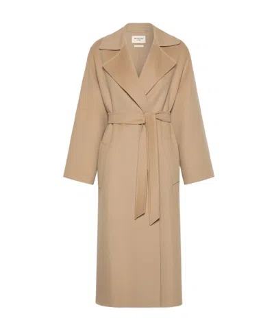 Weekend Max Mara Wool Blend Operoso Coat Belted Midi In Brown