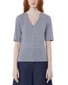 Weekend Max Mara Linen-blend Stripe T-shirt In Multi