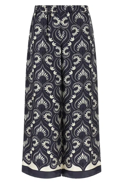 Weekend Max Mara Wkdottico Wide Leg Trousers All Over Print In Blue