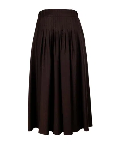Weekend Max Mara Wkdovest Pleated Midi Skirt In Brown