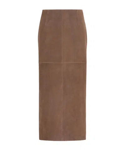 Weekend Max Mara Wkdpalmi Straight Hem Midi Skirt In Brown