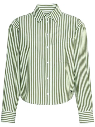Weekend Max Mara Wkdpanetto Long-sleeved Striped Shirt In Green