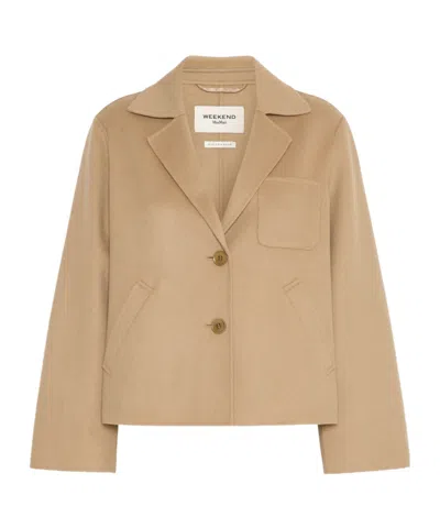 Weekend Max Mara Wkdpelota Button-up Cropped Jacket In Nude