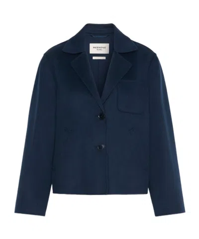 Weekend Max Mara Wkdpelota Button-up Cropped Jacket In Blue