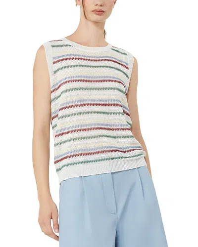 Weekend Max Mara Wkdpiuma Striped Linen Top In Multi