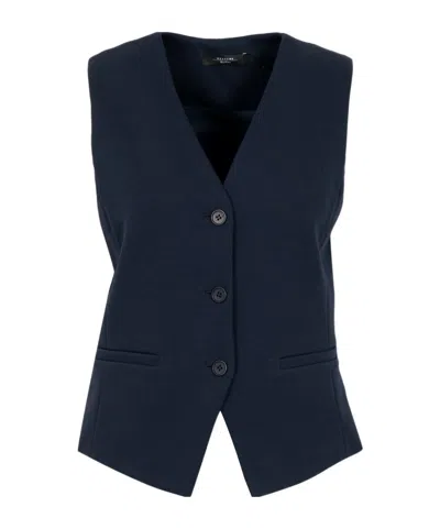 Weekend Max Mara Wkdpoggio V-neck Gilet In Blue