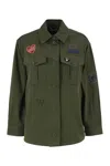 Weekend Max Mara Embroidered-patch Cotton Jacket In Green