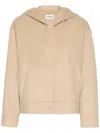 Weekend Max Mara Hooded Coat Long Sleeves Front Pockets In Neutral