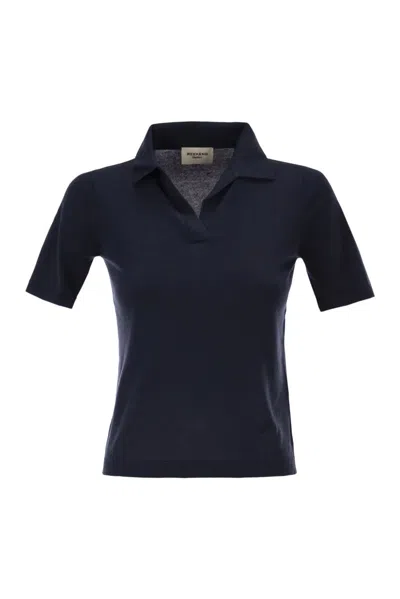 Weekend Max Mara Wkdroncolo - Polo Shirt In Silk And Cotton Yarn In Blue