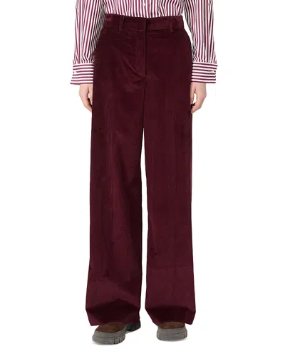 Weekend Max Mara Cotton Velvet Trousers In Burgundy