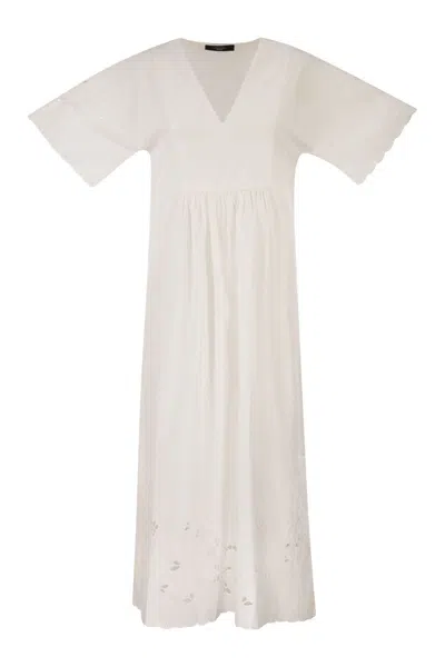 Weekend Max Mara Wkdtartufo - Long Cotton Dress With Broderie Anglaise Embroidery In Multi