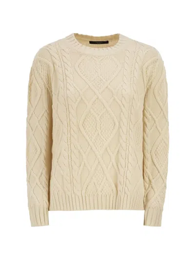 Weekend Max Mara Weekend Maxmara Wkdtenore Cotton Jumper With Cables And Diamond Pattern In White