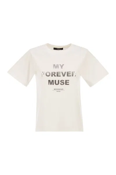 Weekend Max Mara Wkdtenue - Jersey T-shirt With Print In Neutral