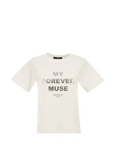 Weekend Max Mara Wkdtenue Printed Jersey T-shirt In Neutral