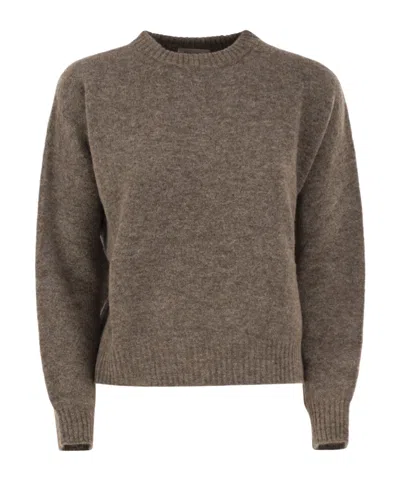 Weekend Max Mara Wkdtuono Crew-neck Knitted Sweater In Brown
