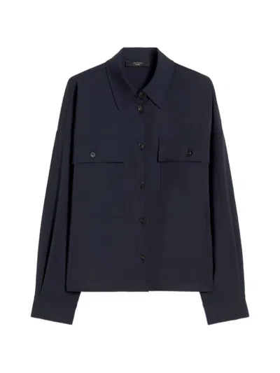 Weekend Max Mara Buttoned Pocket Overshirt In Blue