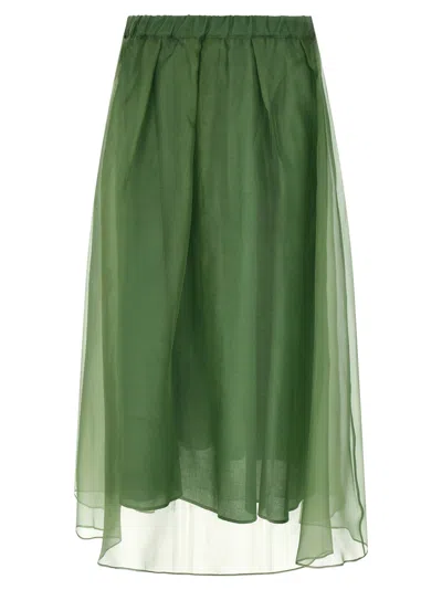 Weekend Max Mara Silk Midi Skirt In Green